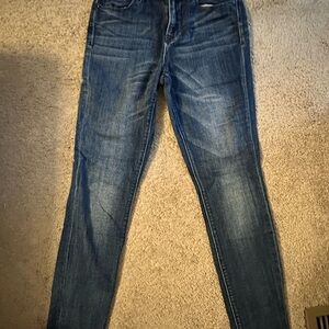 Blue Skinny Jeans with Faded Distressed Look